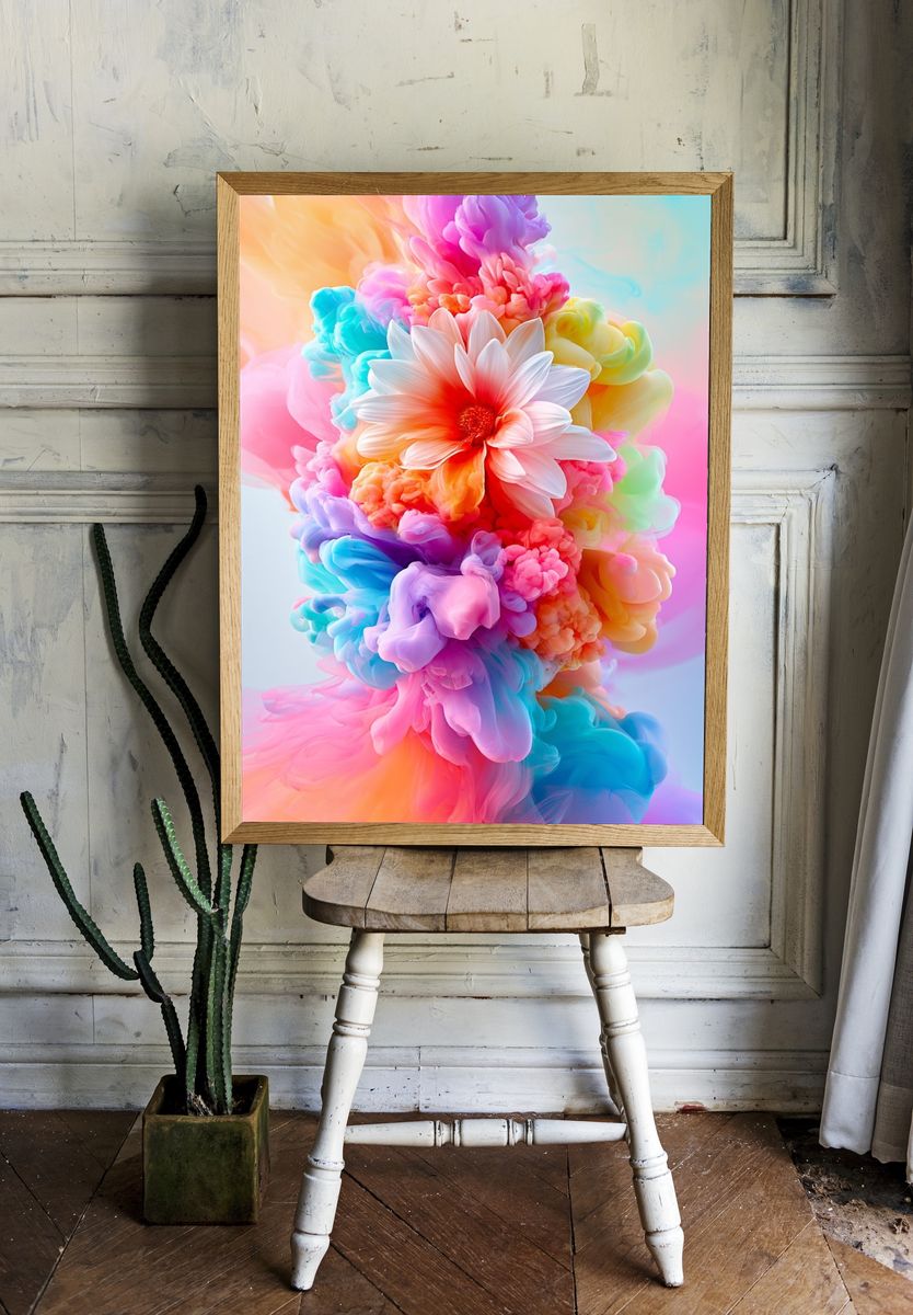 Pastel Bloom Abstract Poster. — room view 1