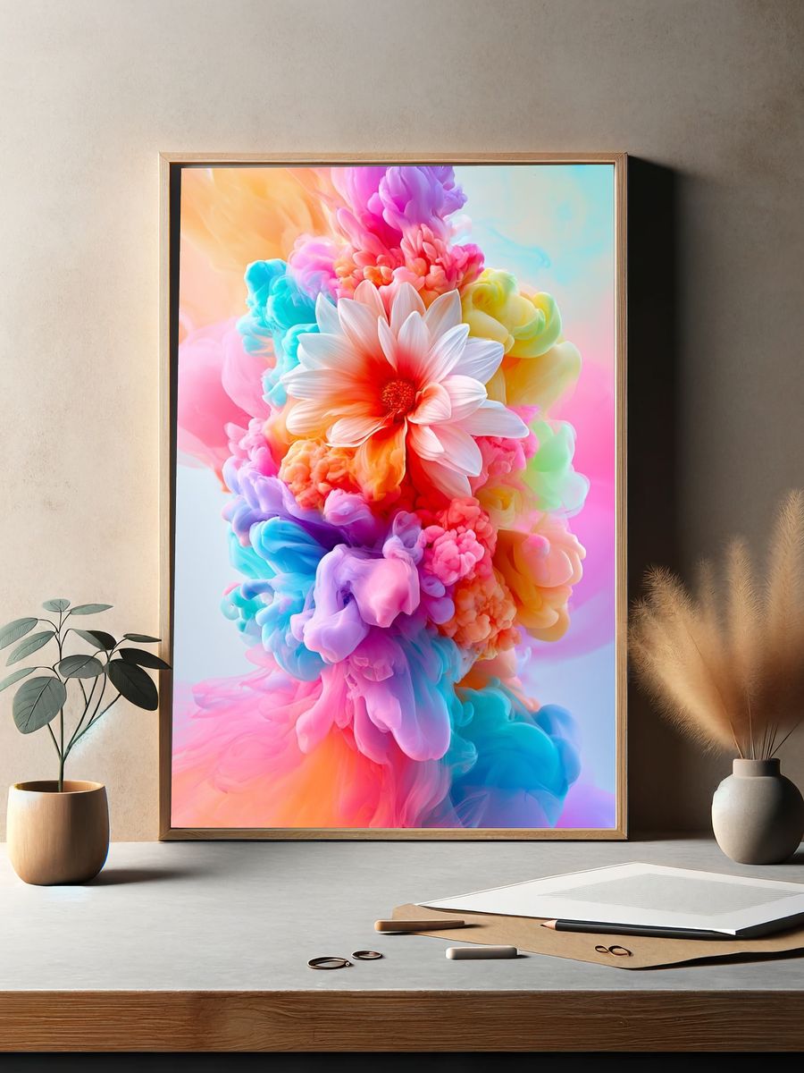 Pastel Bloom Abstract Poster. — room view 2