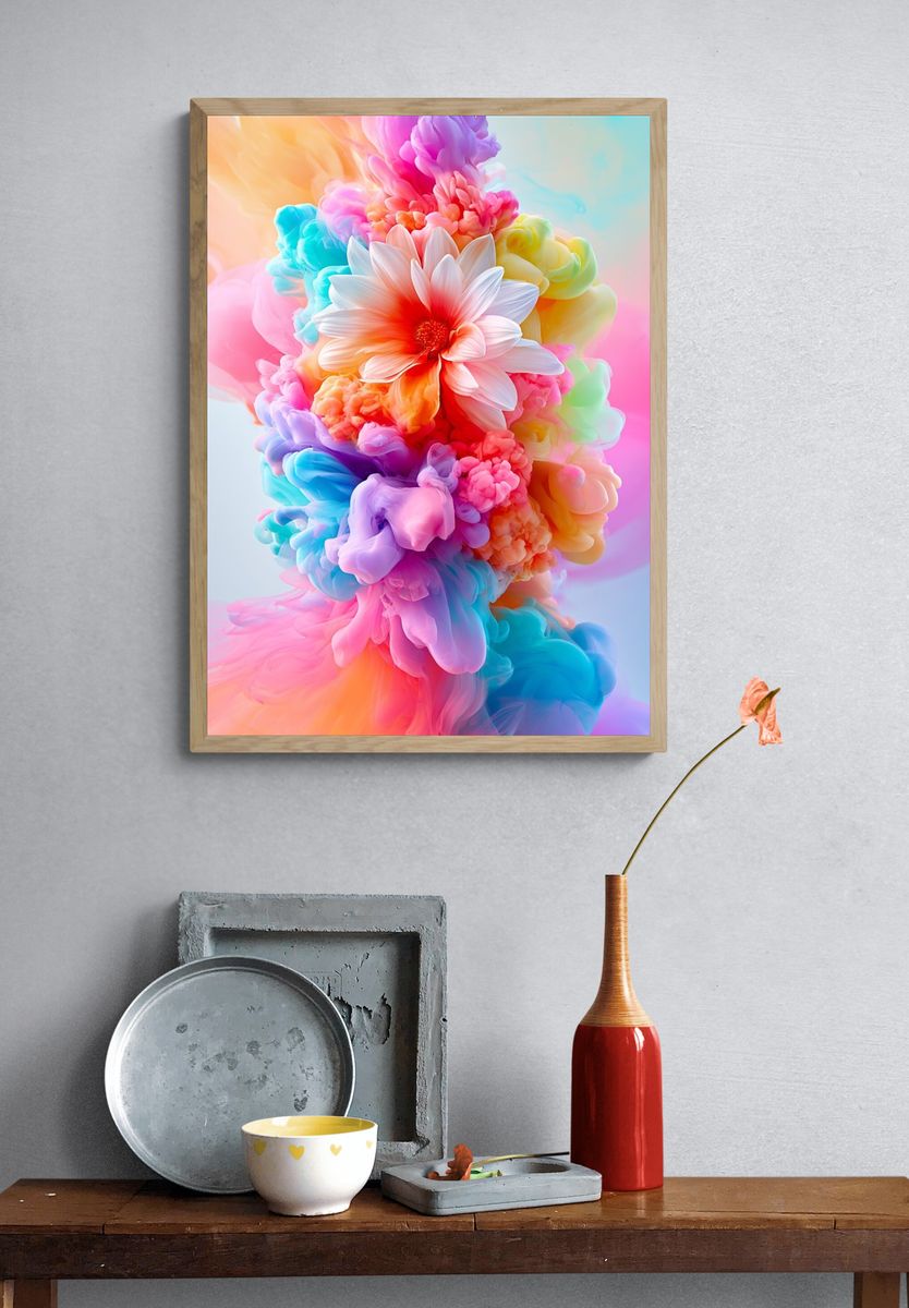Pastel Bloom Abstract Poster. — room view 3