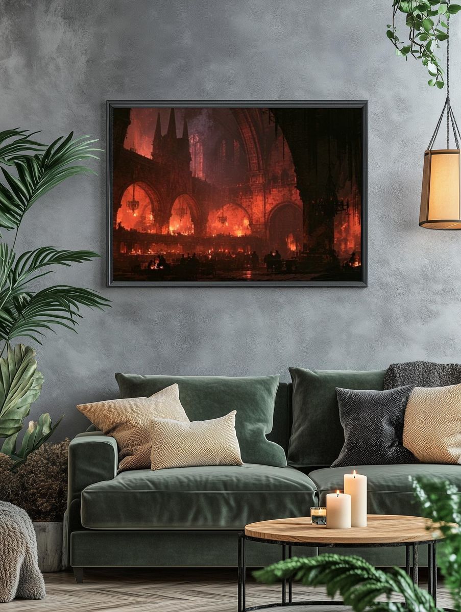 Cathedral Inferno — Fantasy Illustration Print. — room view 4