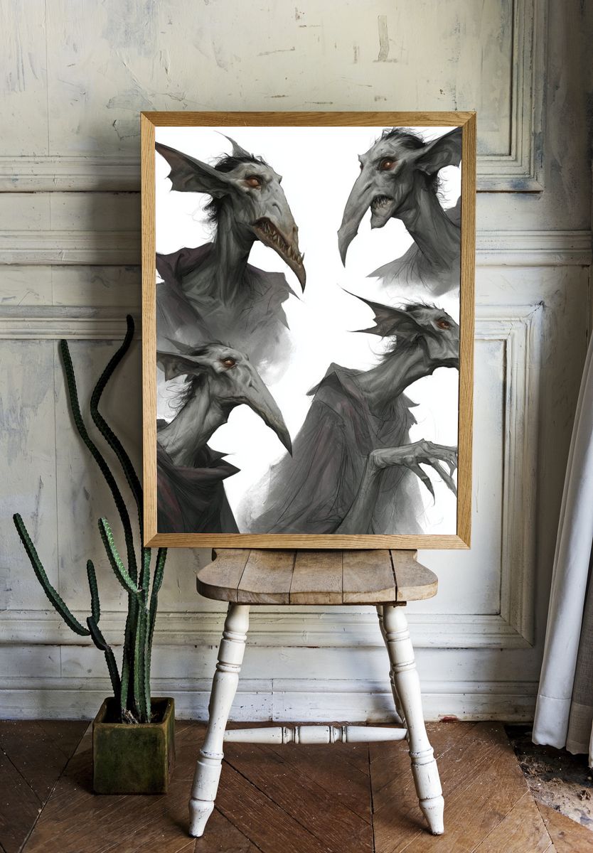 Gothic Goblin Portraits Illustration Poster. — room view 1