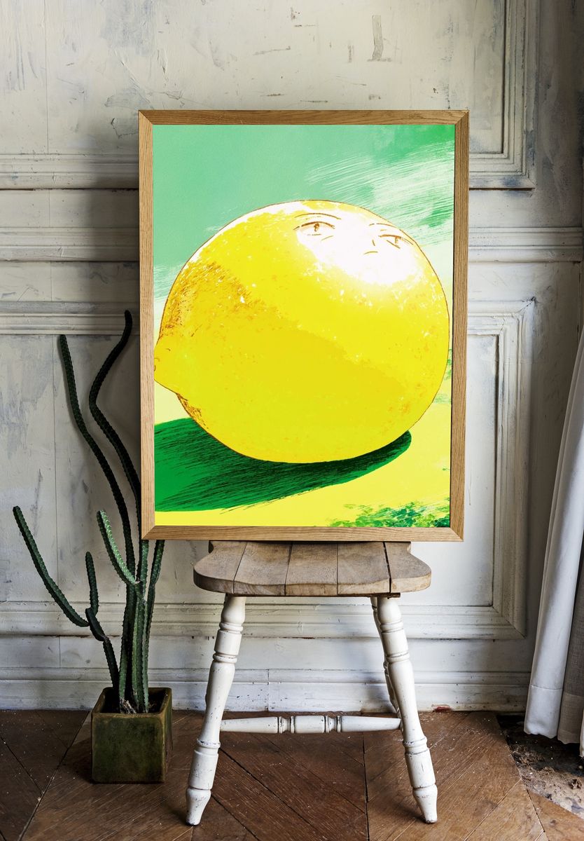 Lemon Still Life Illustration Poster. — room view 1