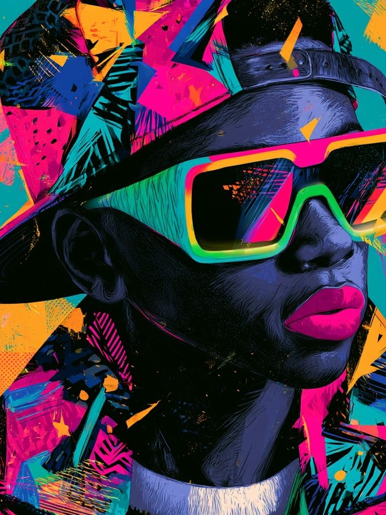 Neon Pop Portrait Poster. poster detail