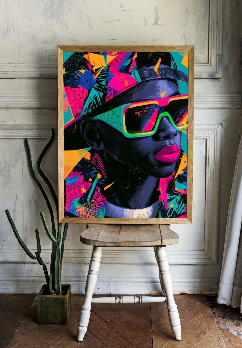 Neon Pop Portrait Poster. room preview