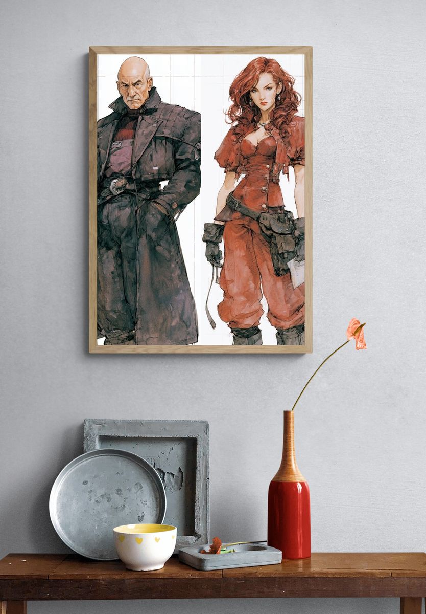 Sci-Fi Character Duo Illustration Poster. — room view 3