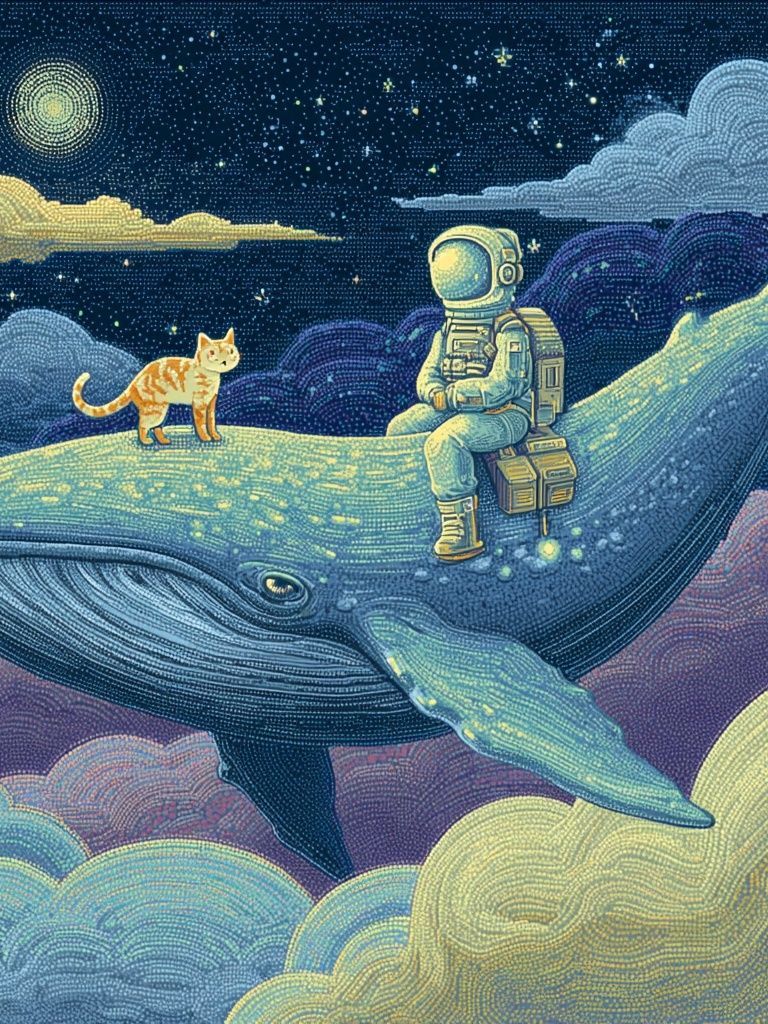 Astronaut on Whale Dreamscape Print. poster detail