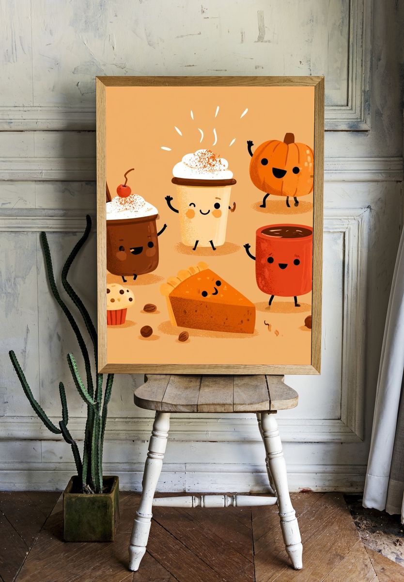 Cute Fall Treats Illustration Poster. — room view 1
