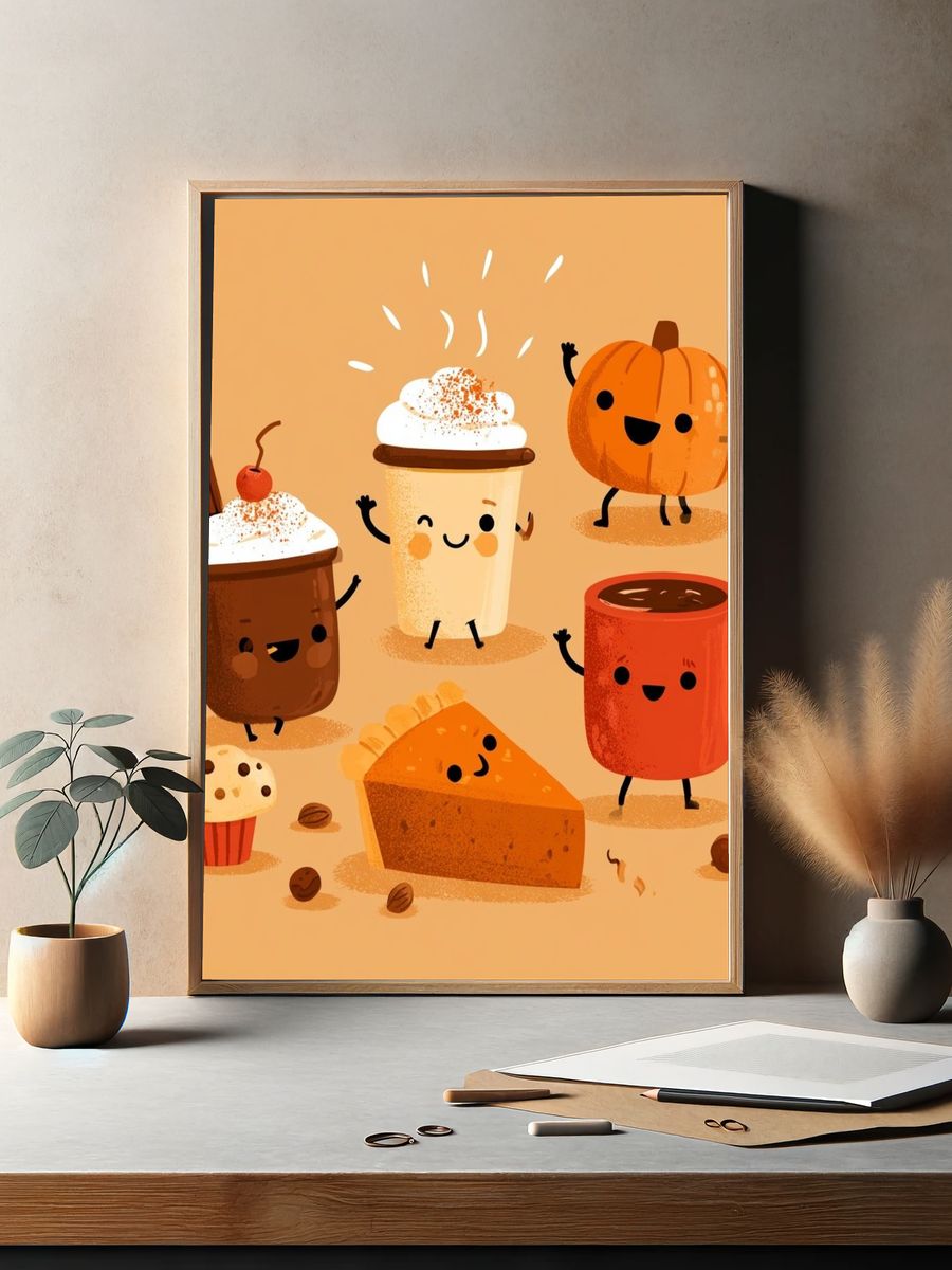 Cute Fall Treats Illustration Poster. — room view 2