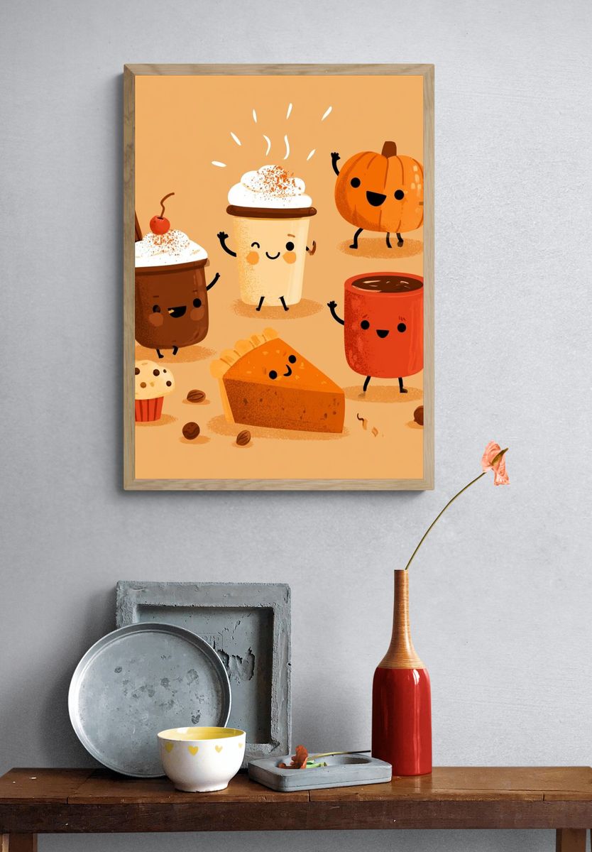 Cute Fall Treats Illustration Poster. — room view 3
