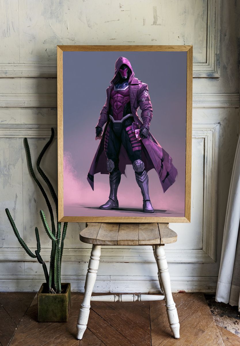 Purple Cyberpunk Warrior Poster. — room view 1
