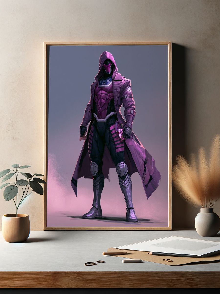 Purple Cyberpunk Warrior Poster. — room view 2