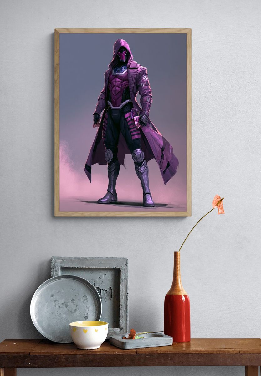 Purple Cyberpunk Warrior Poster. — room view 3