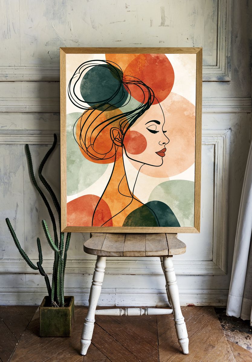 Abstract Woman Profile Print. — room view 1