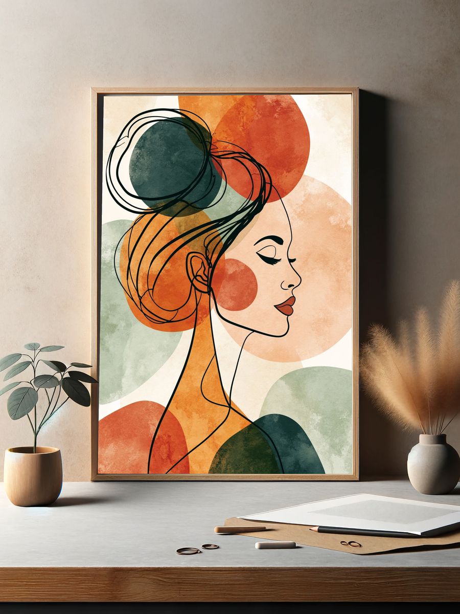 Abstract Woman Profile Print. — room view 2