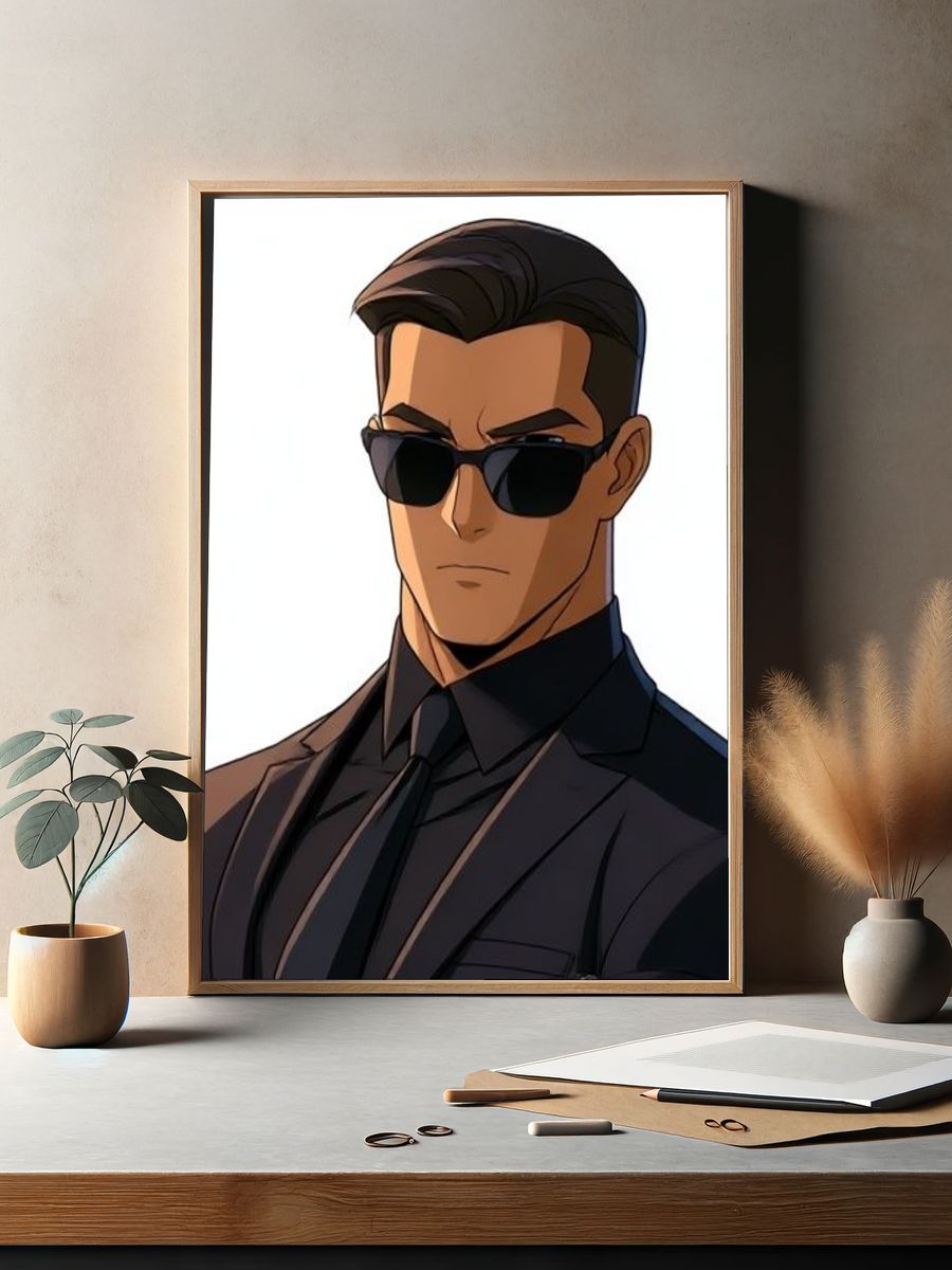 Cool Sunglasses Portrait Print. — room view 2