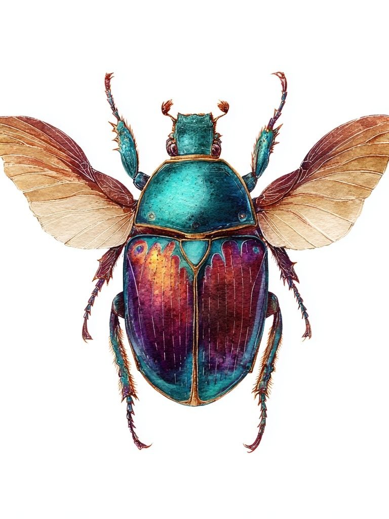 Iridescent Beetle Illustration Poster. poster detail