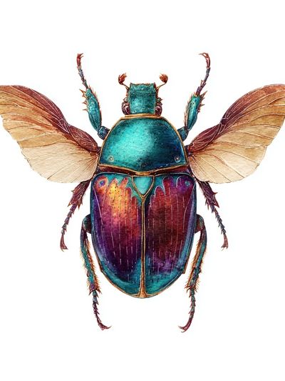 Iridescent Beetle Illustration Poster. poster print