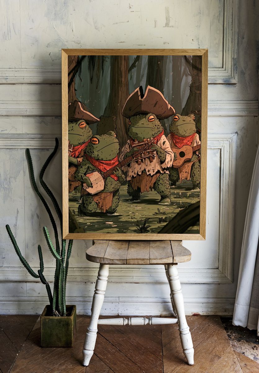 Pirate Frogs Forest Parade Print. — room view 1