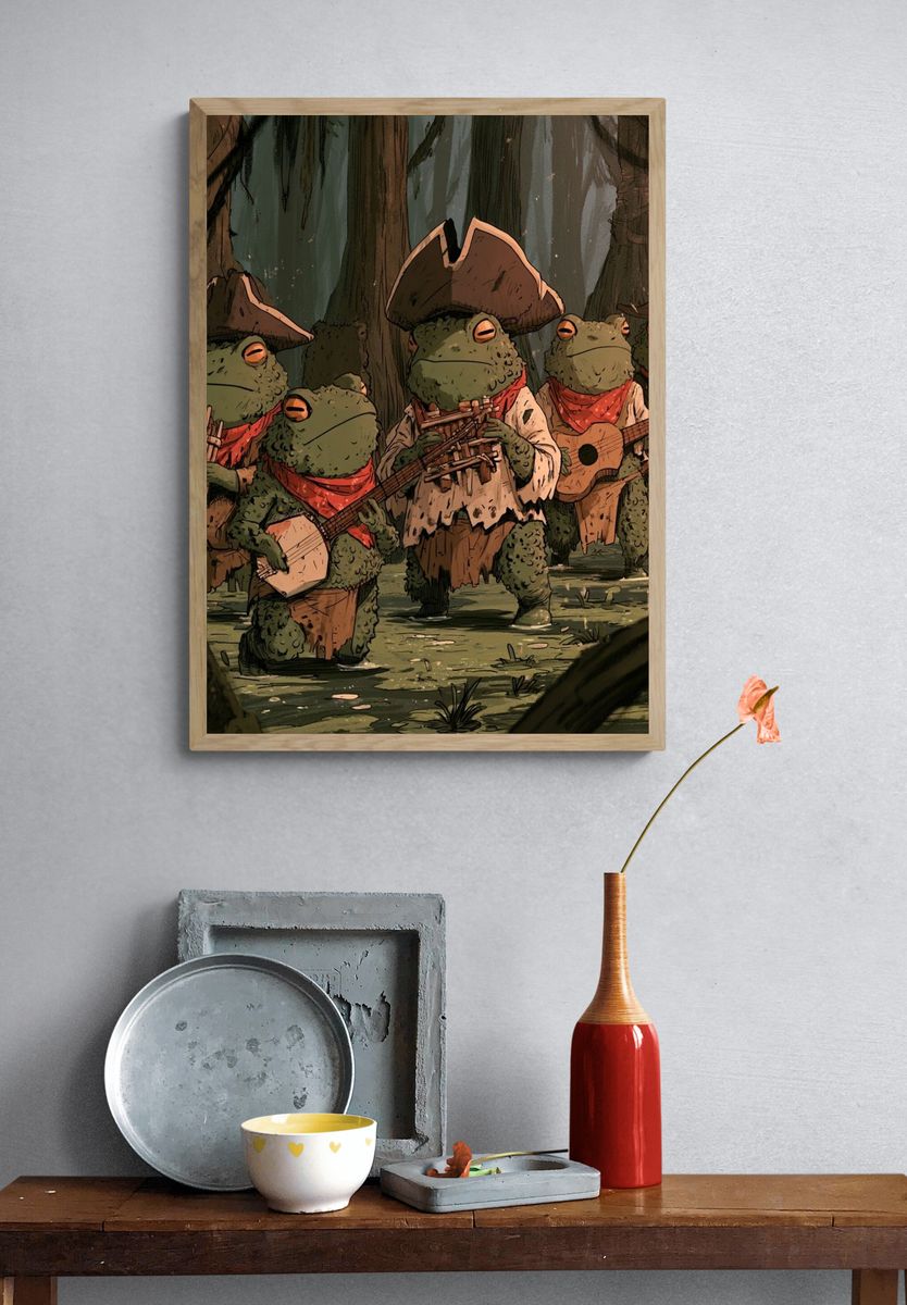 Pirate Frogs Forest Parade Print. — room view 3