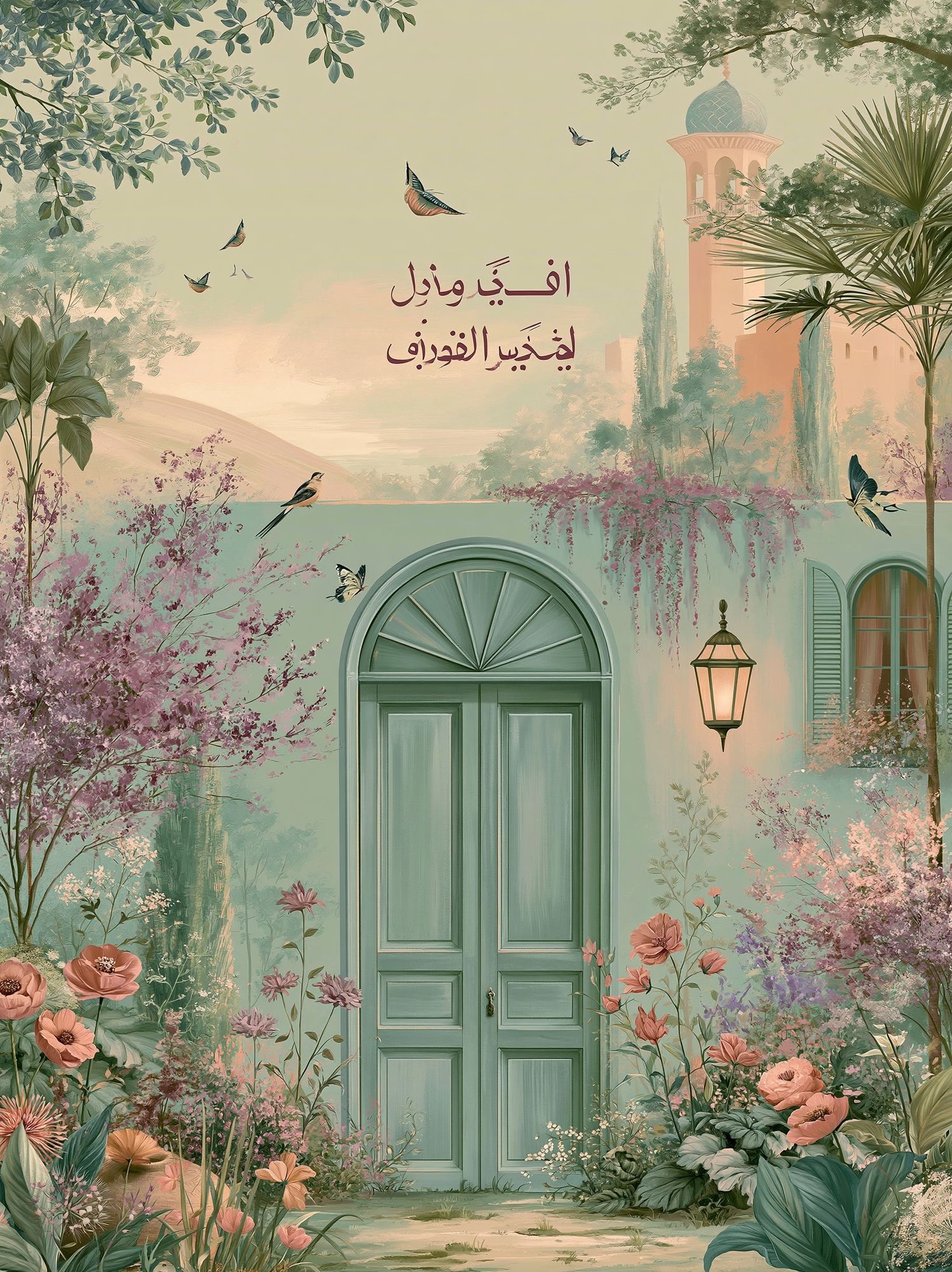 Arabic Garden Door Illustration Poster. poster detail