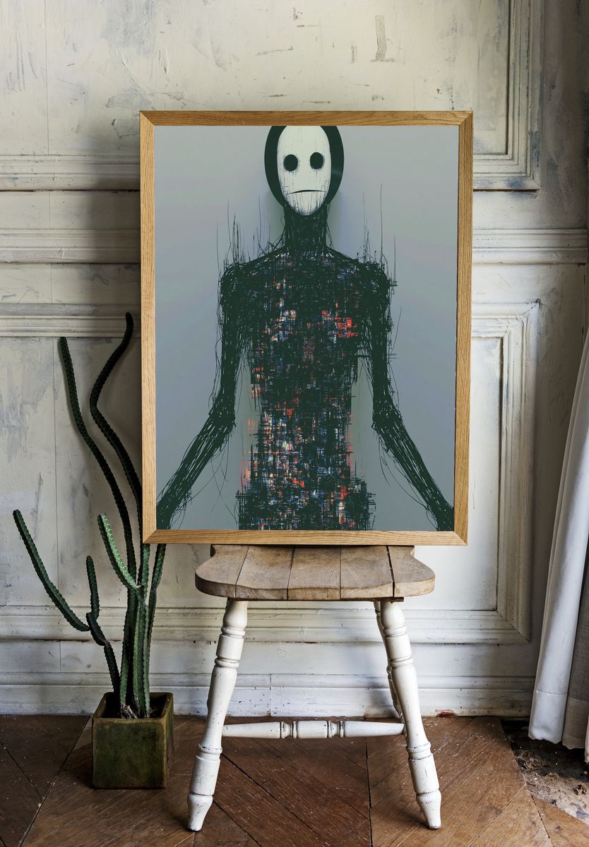 Abstract Humanoid Glitch Poster. room preview