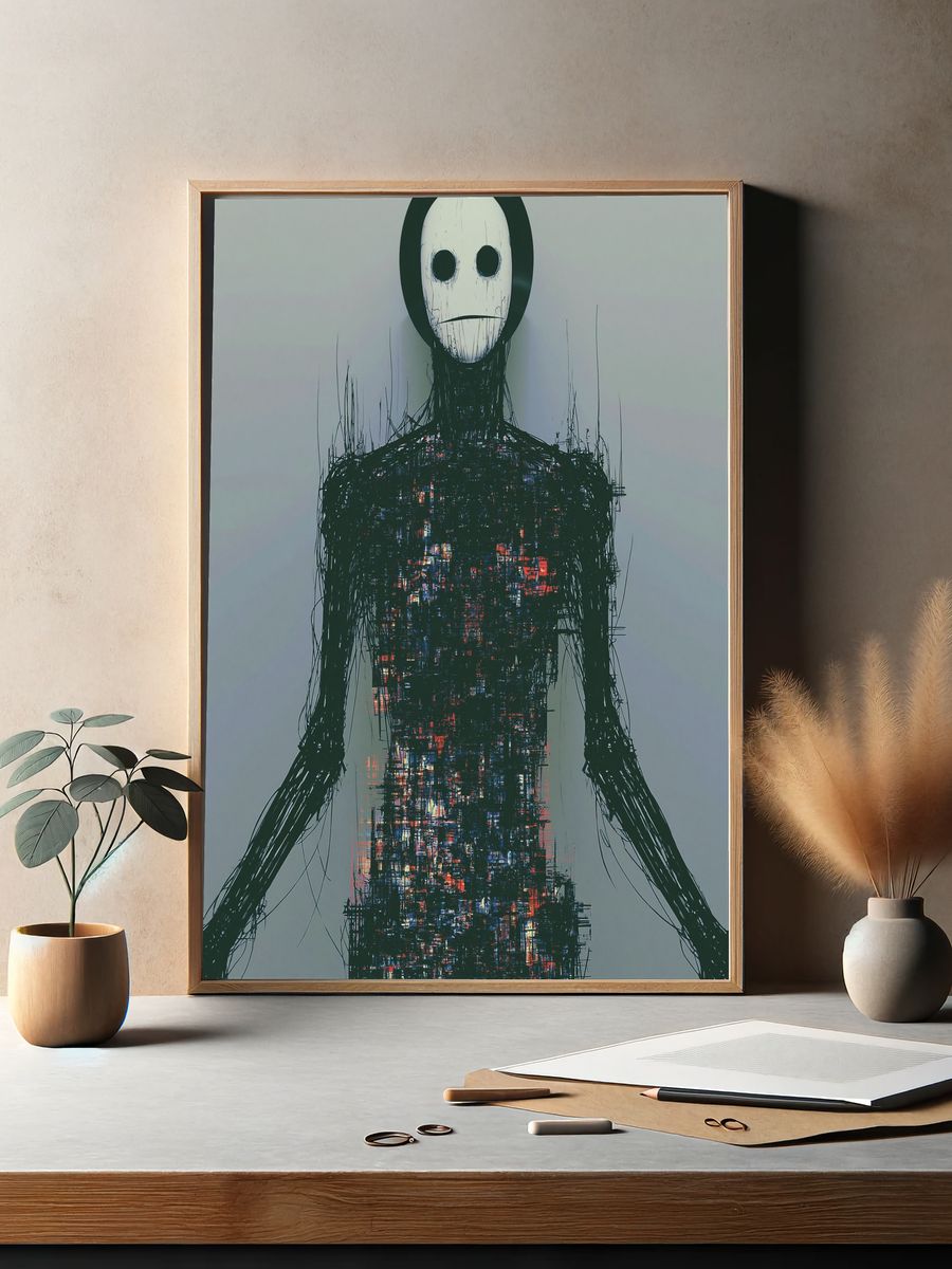 Abstract Humanoid Glitch Poster. — room view 2