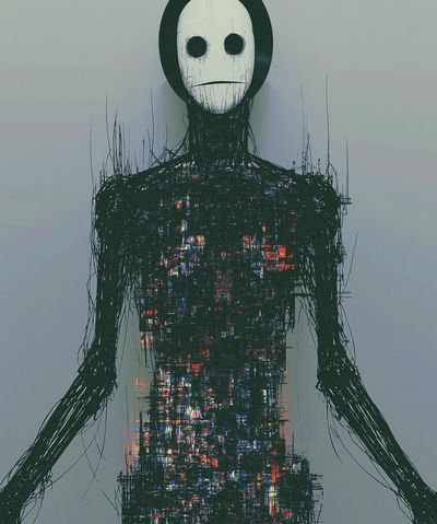 Abstract Humanoid Glitch Poster. poster