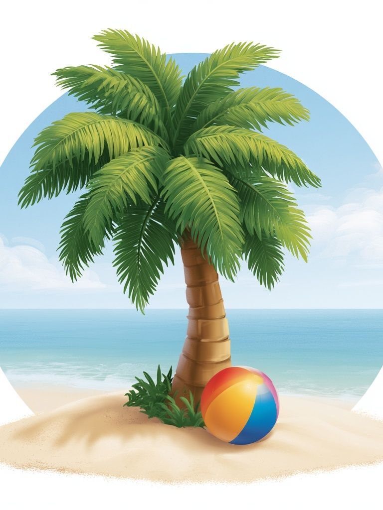 Tropical Palm Beach Illustration Poster. poster detail