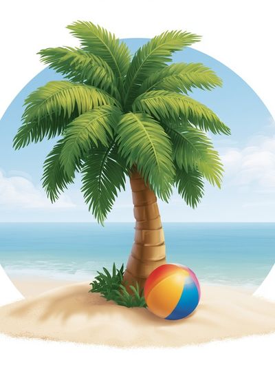 Tropical Palm Beach Illustration Poster. poster