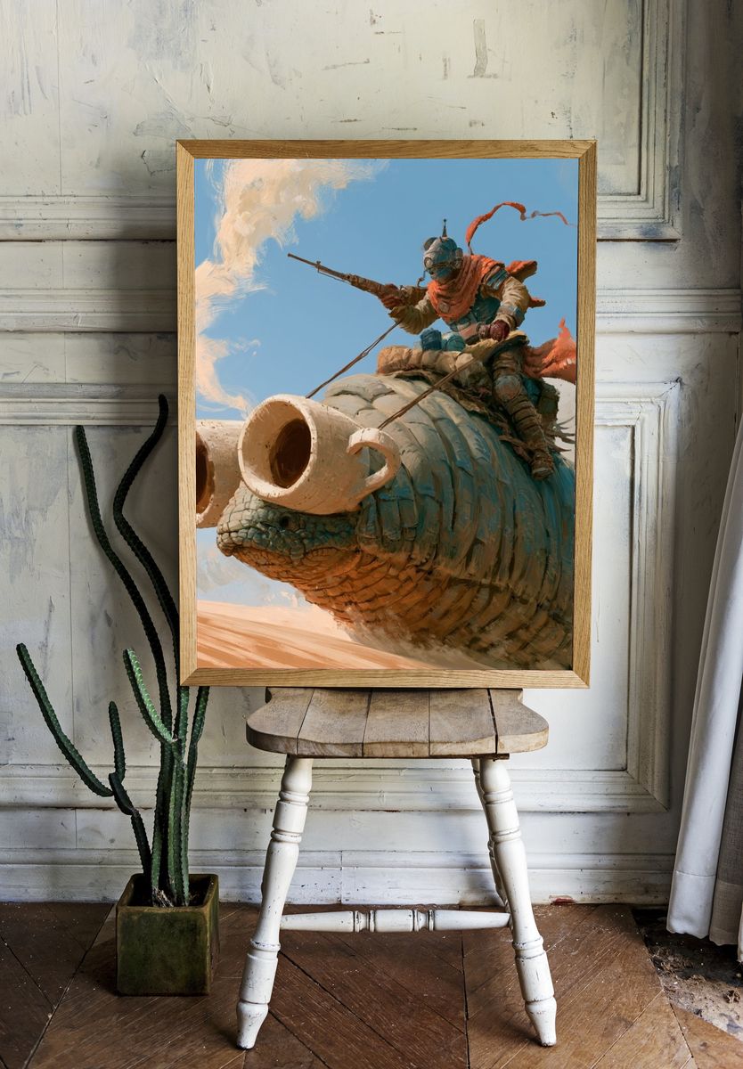 Desert Rider Fantasy Illustration Poster. room preview