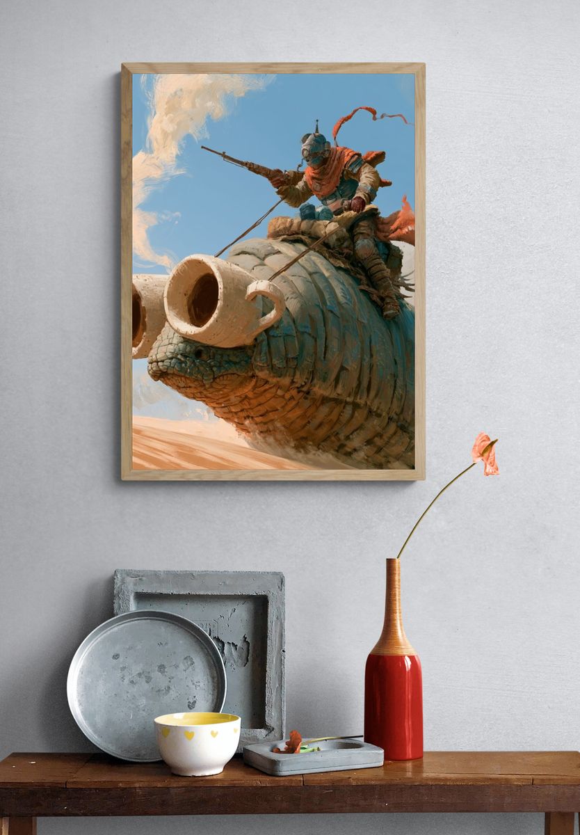 Desert Rider Fantasy Illustration Poster. — room view 3