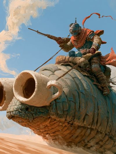 Desert Rider Fantasy Illustration Poster.