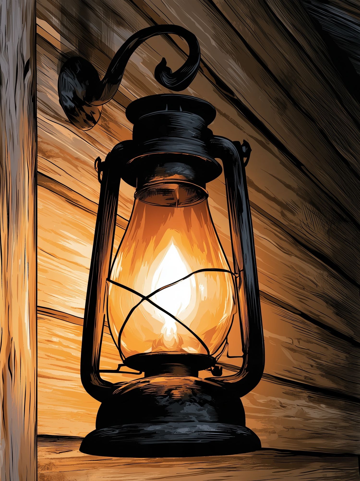 Glowing Lantern Illustration Poster. poster detail