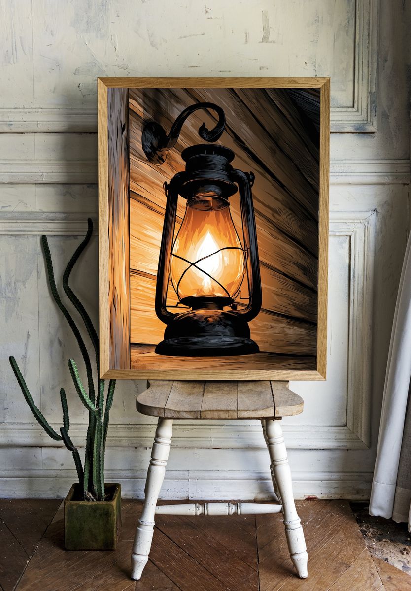 Glowing Lantern Illustration Poster. — room view 1