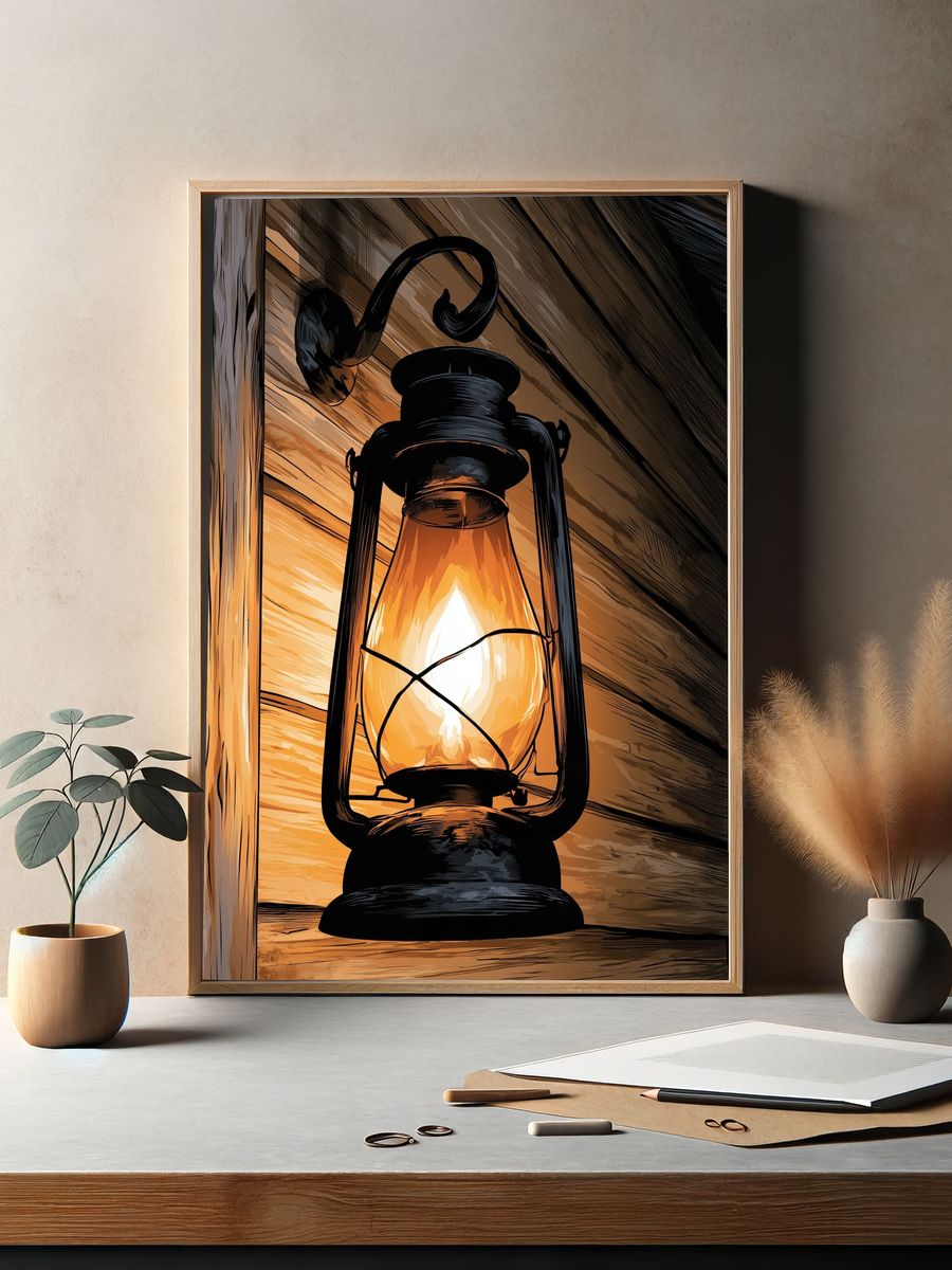 Glowing Lantern Illustration Poster. — room view 2
