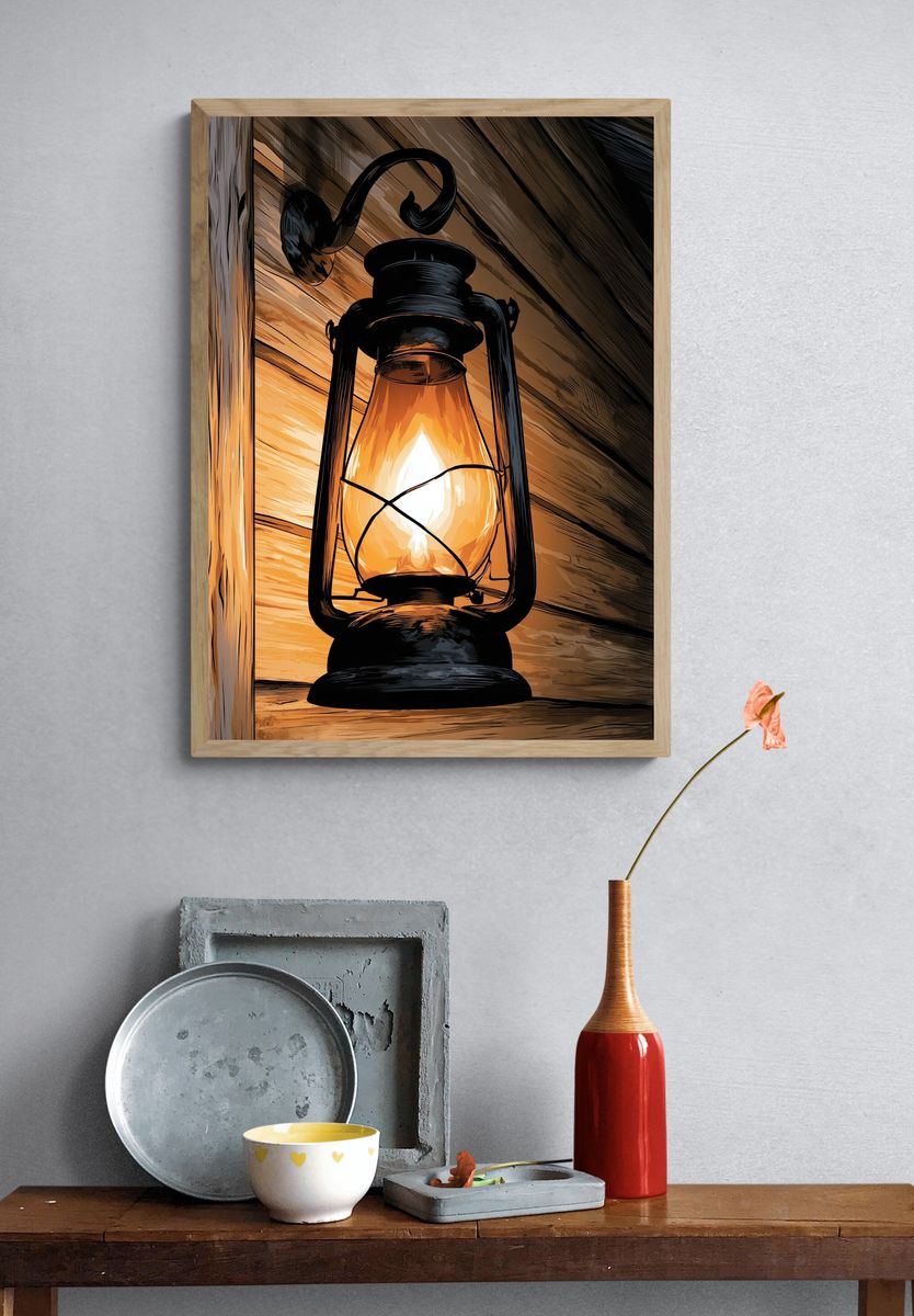 Glowing Lantern Illustration Poster. — room view 3