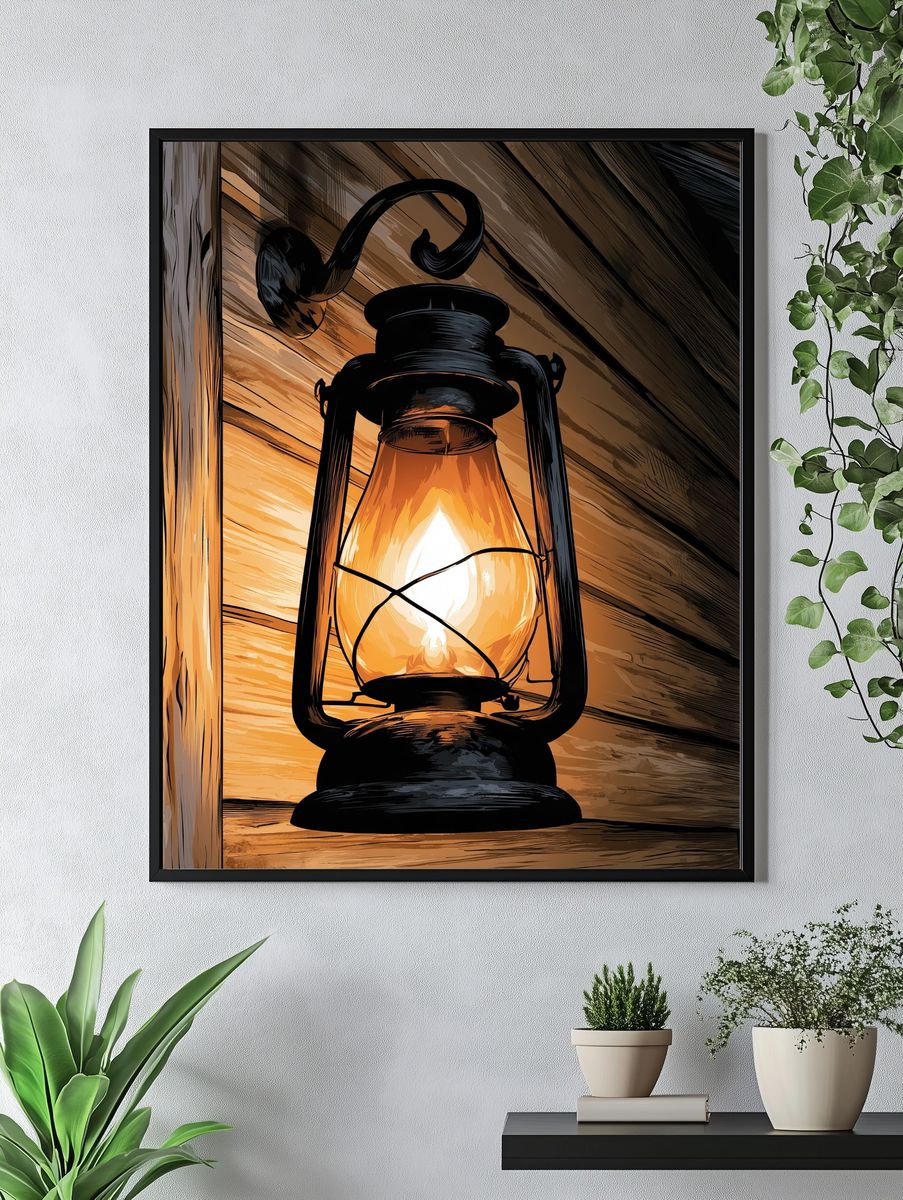 Glowing Lantern Illustration Poster. — room view 4