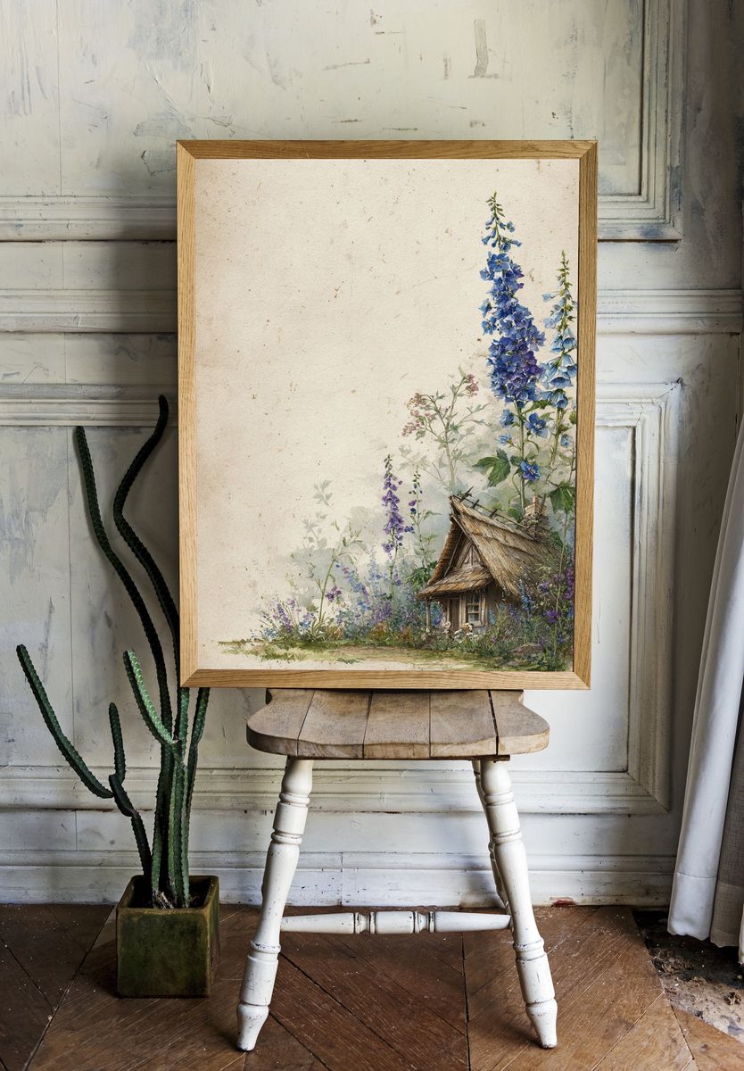 Cottage Garden Watercolor Print. — room view 1
