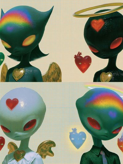 Rainbow Alien Angels Poster.