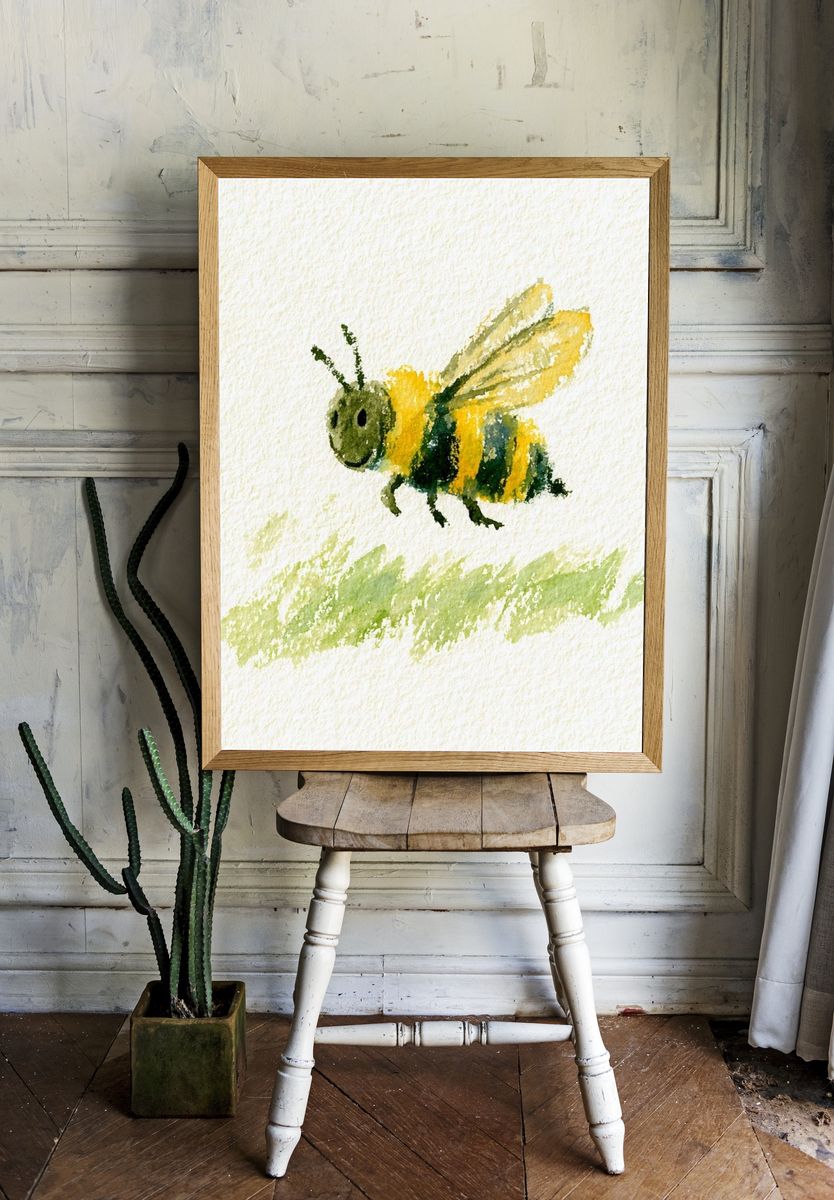 Watercolor Bee Illustration Poster. room preview