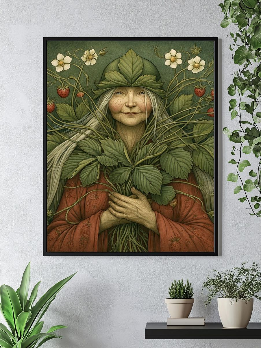 Strawberry Forest Woman Illustration Poster. — room view 4