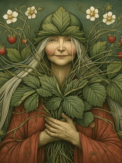Strawberry Forest Woman Illustration Poster. poster print