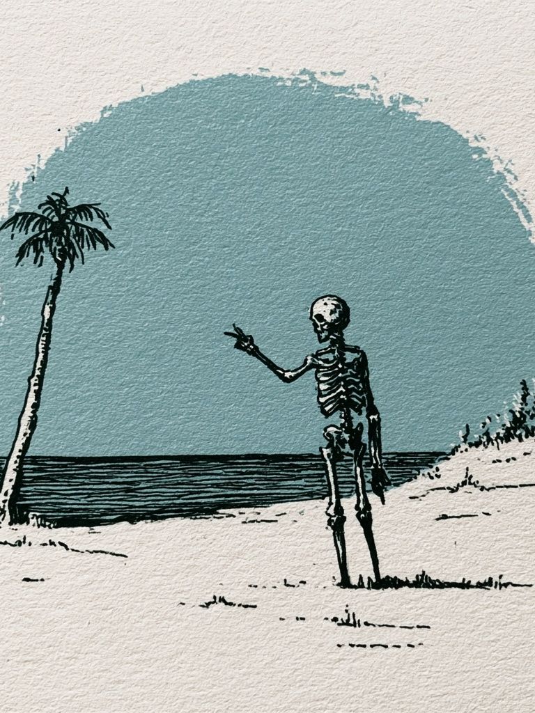 Skeleton Beach Illustration Poster. poster — illustration art