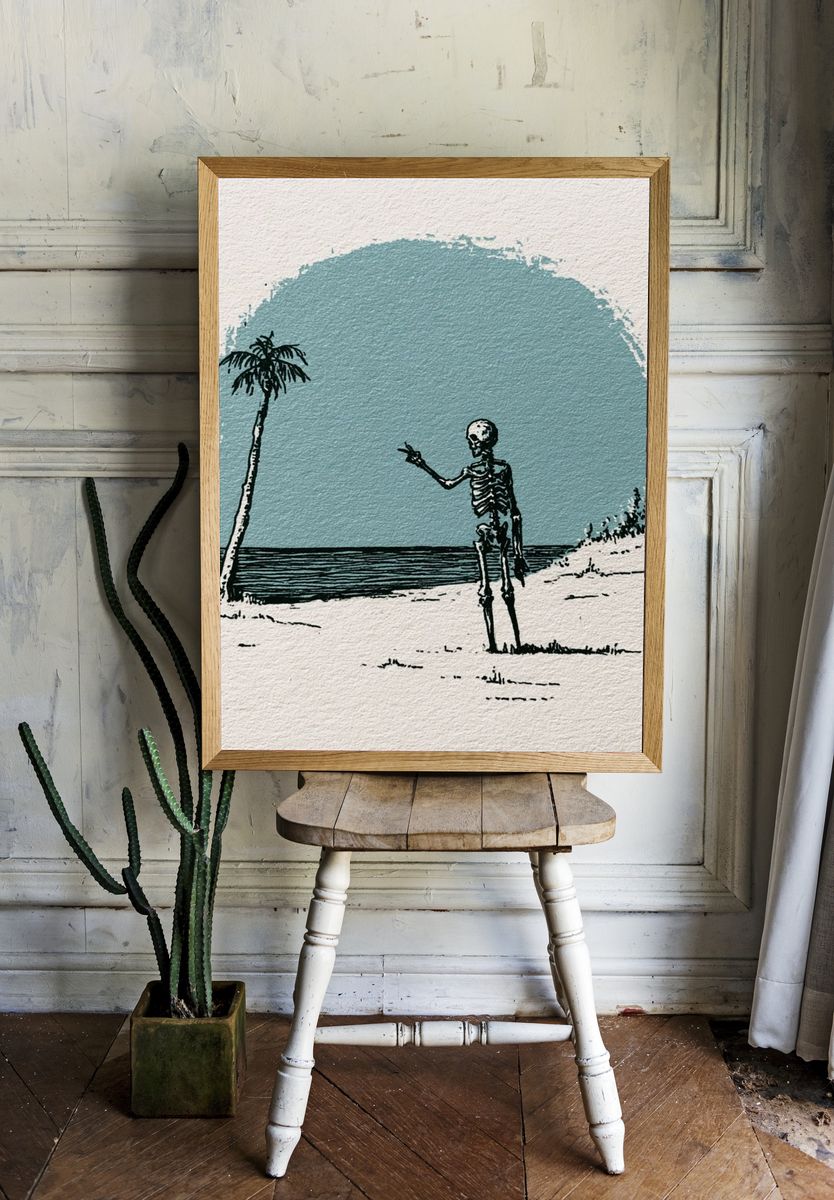Skeleton Beach Illustration Poster. room preview