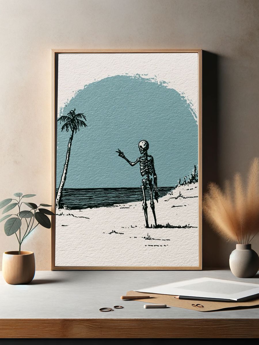 Skeleton Beach Illustration Poster. — room view 2