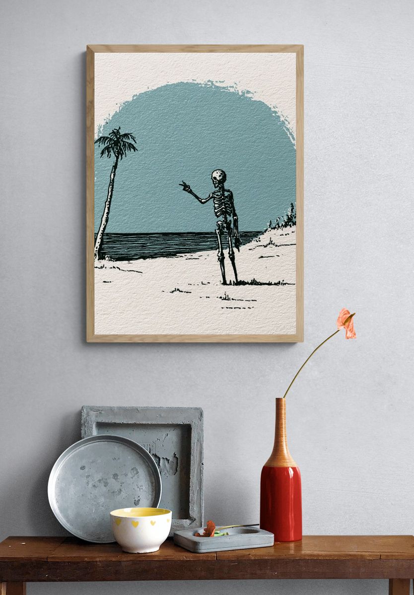 Skeleton Beach Illustration Poster. — room view 3
