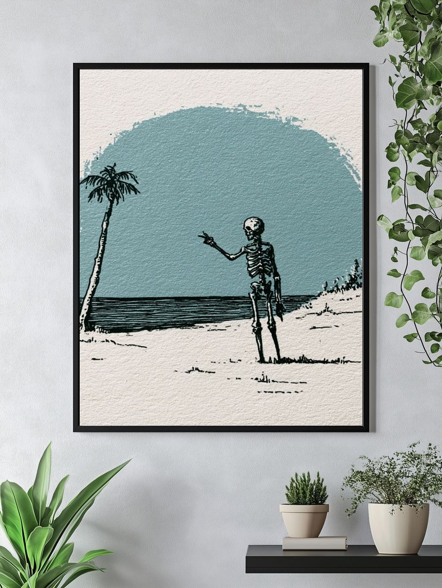 Skeleton Beach Illustration Poster. — room view 4
