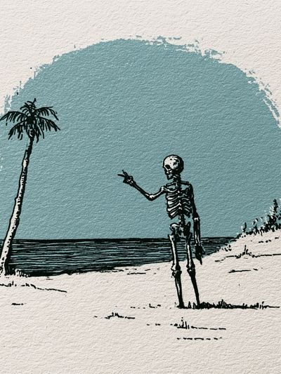 Skeleton Beach Illustration Poster. poster