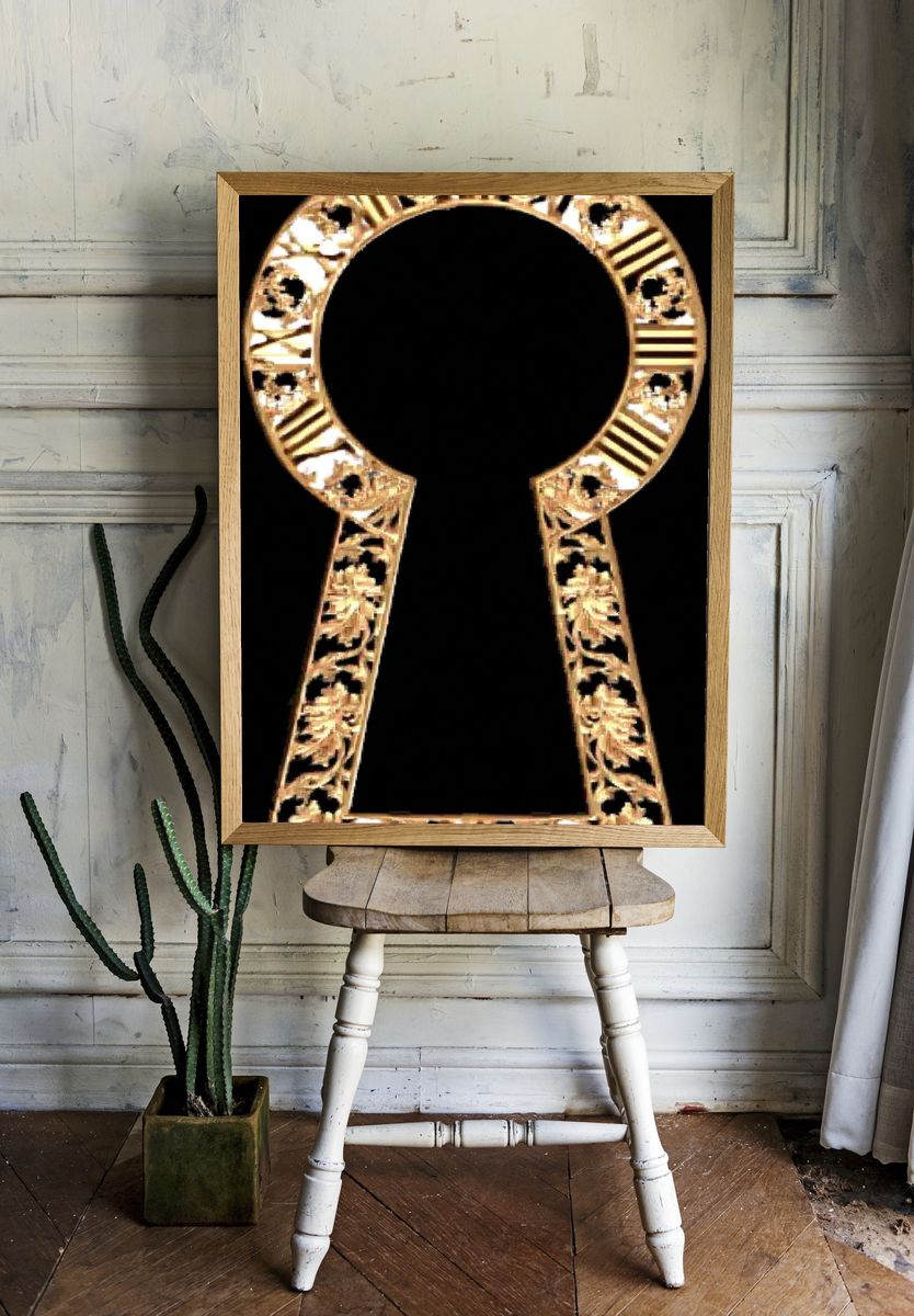 Ornate Keyhole Silhouette Print. room preview