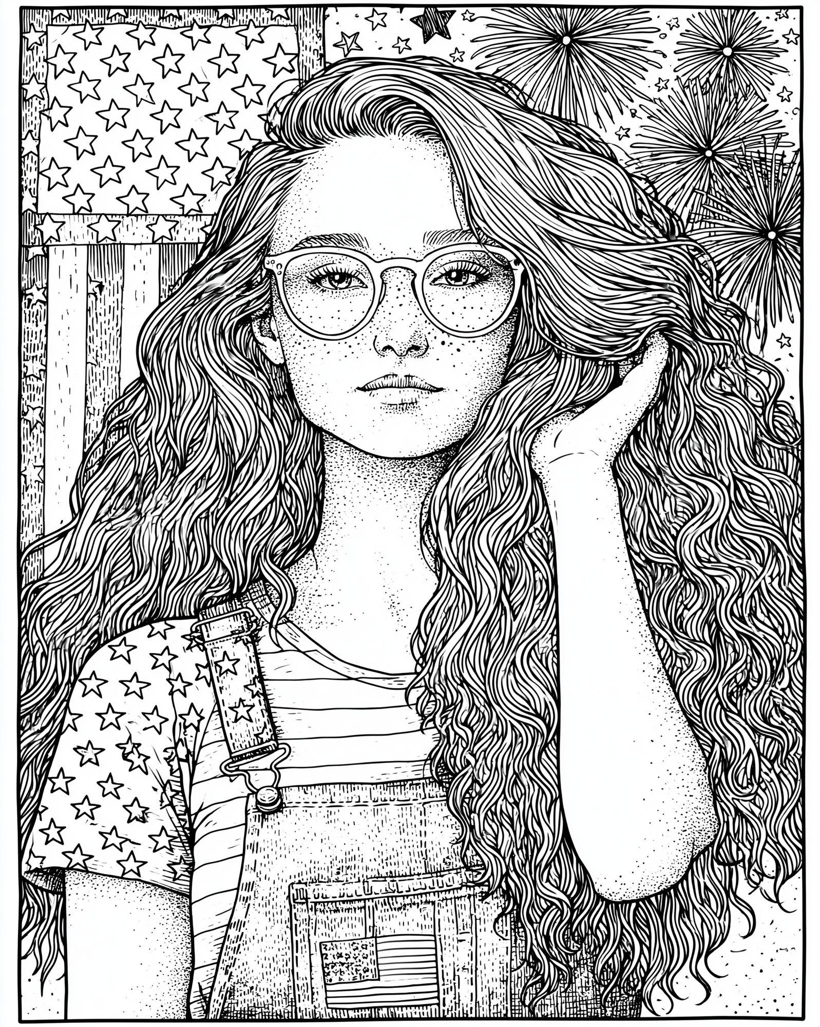 Patriotic Girl Portrait Print. poster — illustration art